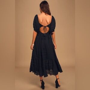 Free People Let’s Be Friends Puff Sleeve Backless Midi Dress